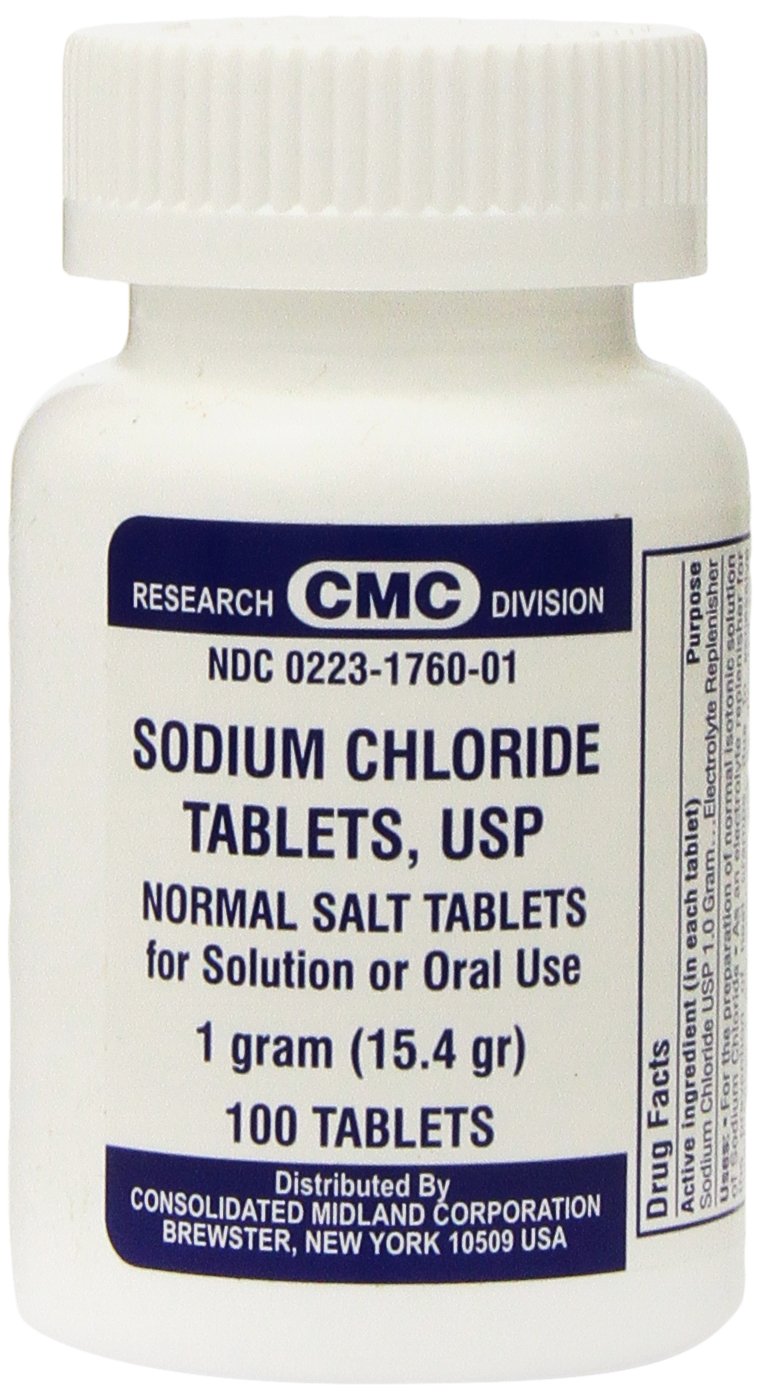 Sodium Chloride Tablets 1 Gm, USP Normal Salt Tablets 100 Tablets