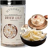 Dried lily bulb stems (200g/7oz) | Premium dried lily bulb stems | Sealed jar | Easy to store | Versatile | Can be used to make lotus seed soup and desserts.龙牙百合 无硫百合干 银耳莲子羹