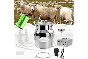 SRORA 14L Goat Milking Machine, Rechargeable Battery Adjustable Pulse Vacuum Electric Goat Milking Machine,Portable Milking Machine,Individual Pulsation Adjustment, Udder Protection