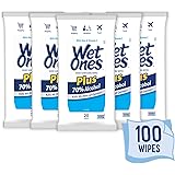 Wet Ones 70% Alcohol Hand Sanitizer Kills 99.99% of Germs, Wipes, 20 Count (Pack of 5)