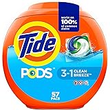 Tide Pods Laundry Detergent, Clean Breeze, 57 Pacs Capsules, 49 Ounce