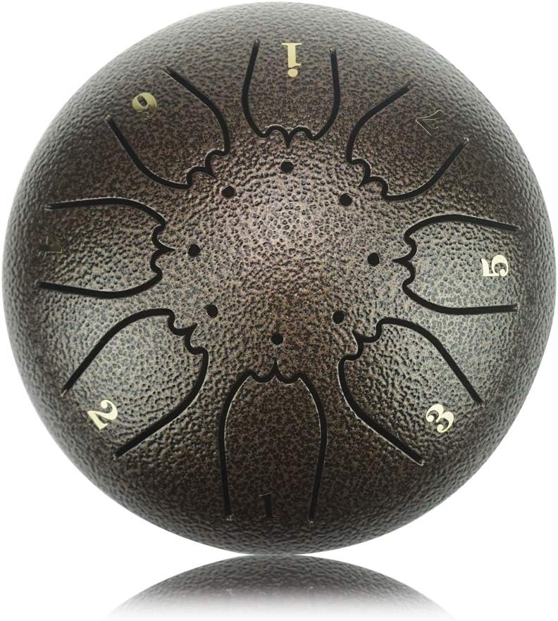 "OcarinaWind" 6.3 Inch C Major Steel Tongue Drum Coffee 8 Notes with Elegant Quality Drum Bag and Couple of Mallets,Good Gift Idea,Easy to Learn,Wonderful Gift Idea,Titanium Steel Alloy