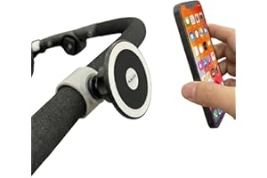 Maxby Magnetic Phone Holder for Stroller, Stationary Bike (Compatible with Peloton), Shopping Cart. Compatible with MagSafe. Stable & Secure.