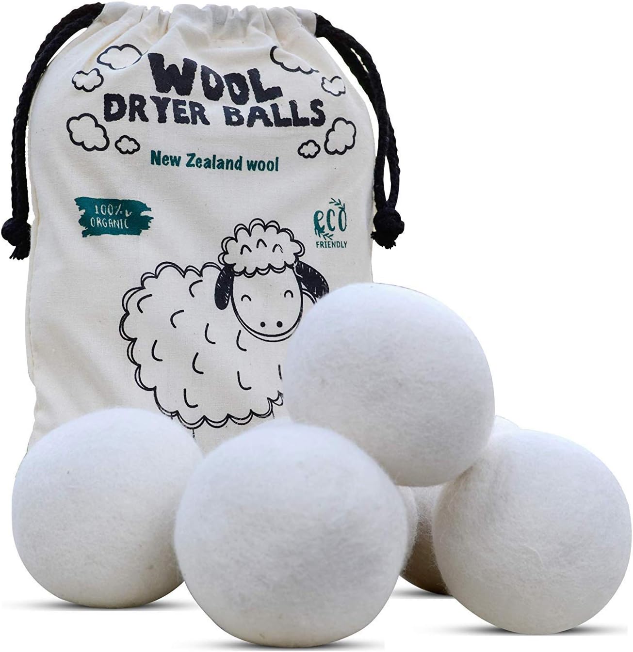 Unbleached Professional Quality Wool Tumble Dryer BallsXL Size Pack