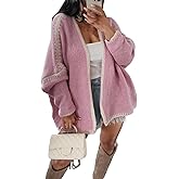 LKOUS Women's Chunky Oversized Cardigan,Warm Lantern Sleeve Open Front Knit Sweater for Fall Winter Casual Outwear