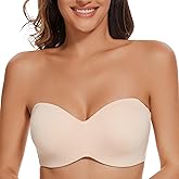 sheroine Strapless Push up Plus Size Seamless Bra Underwire Convertible Smoothing Unpadded Support Large Breasts Bras(Nude,34G)