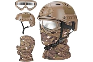 VPZENAR Airsoft Helmet,Black Tactical Helmet,Airsoft Mask Mesh,Elastic Balaclava Mask, Anti Fog Airsoft Goggles, Tactical Full Face Protection, Airsoft Accessories,Military Gear