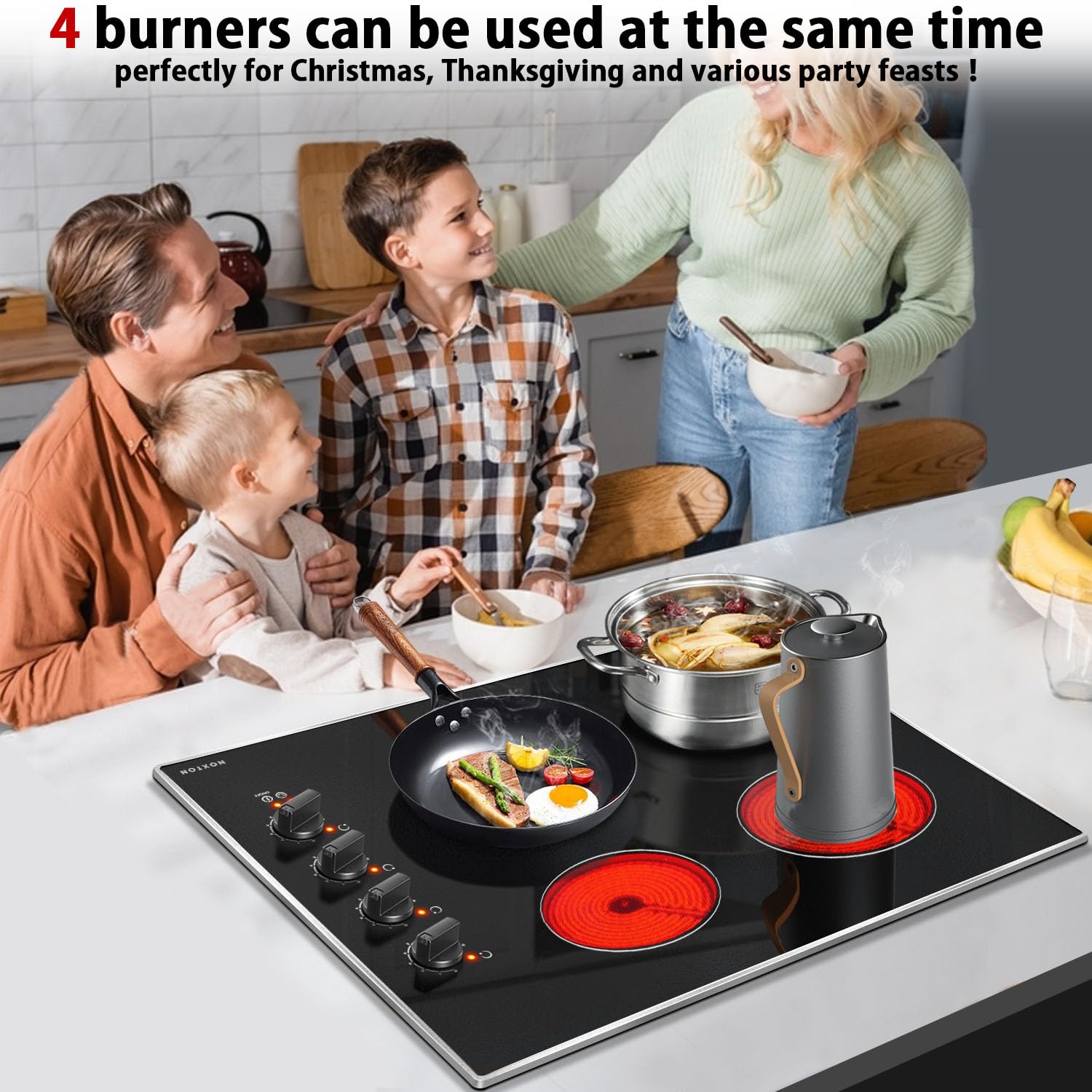 Noxton 30 Inch 4 Burners Electric Cooktop, Built-in 30