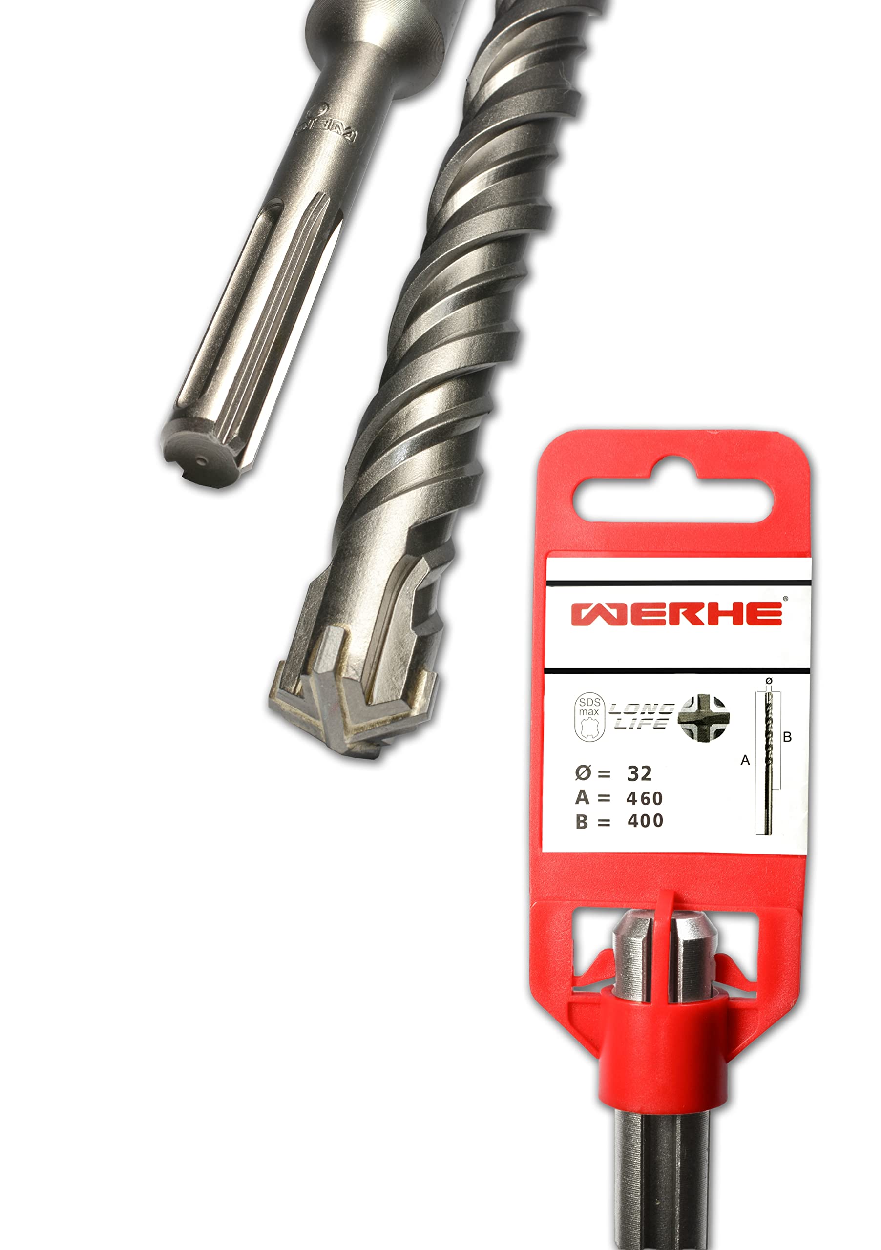 WERHE SDS Max concrete drill 32 x 460 mm hammer drill stone drill concrete drill bit