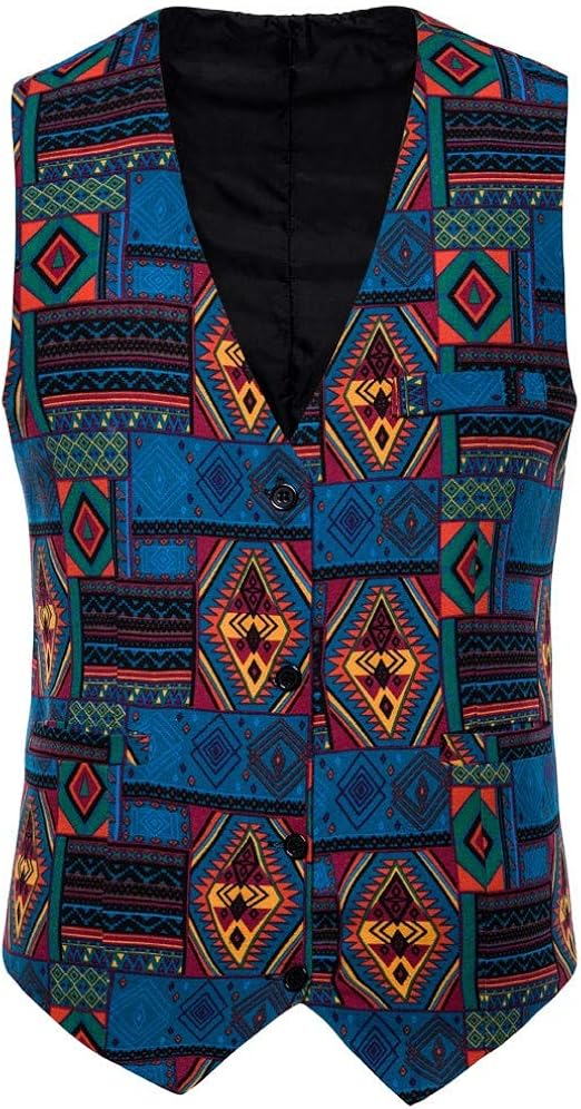 BZLine Men's FolkCustom Formal Vest Retro Waistcoat Ethnic Style