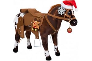 Qaba Sound-Making Ride On Horse for Toddlers 3-5, with Neighing and Galloping Sound, Stuffed Animal Horse Toy for Kids with Padding, Soft Feel, Brown