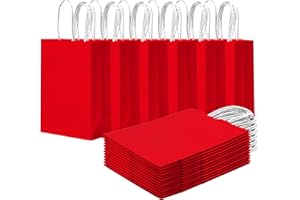 qiqee 24PCS Small Gift Bag with Handles Bulk 8.3x6 x3Inch Gift Bags Red Bags Multiple Uses (Small Size)