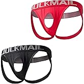 JOCKMAIL 2 Pack Men's Jockstrap Underwear Cutout Jock straps for Men Low Rise Athletic Supporter for Parties & Nightlife