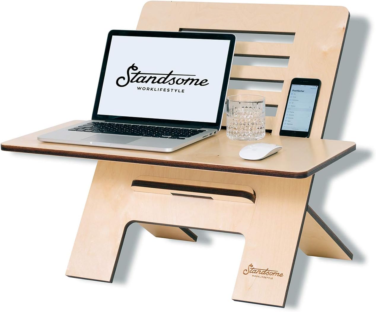 Standsome Slim Crafted with Wide Level Wooden Desk Topper, Standing Desk Top HeightAdjustable
