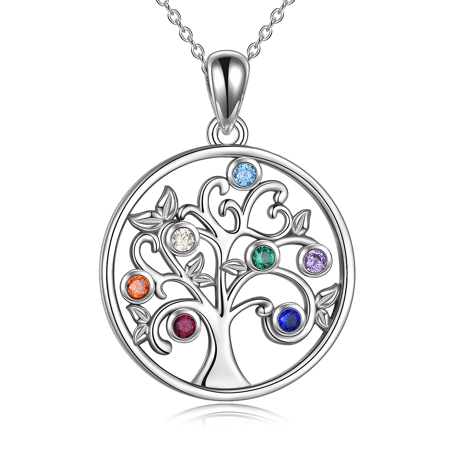 YFN Tree of Life Necklace Sterling Silver Healing Tree Pendant 7 Chakra Jewellery Yoga Gifts for Women Girls