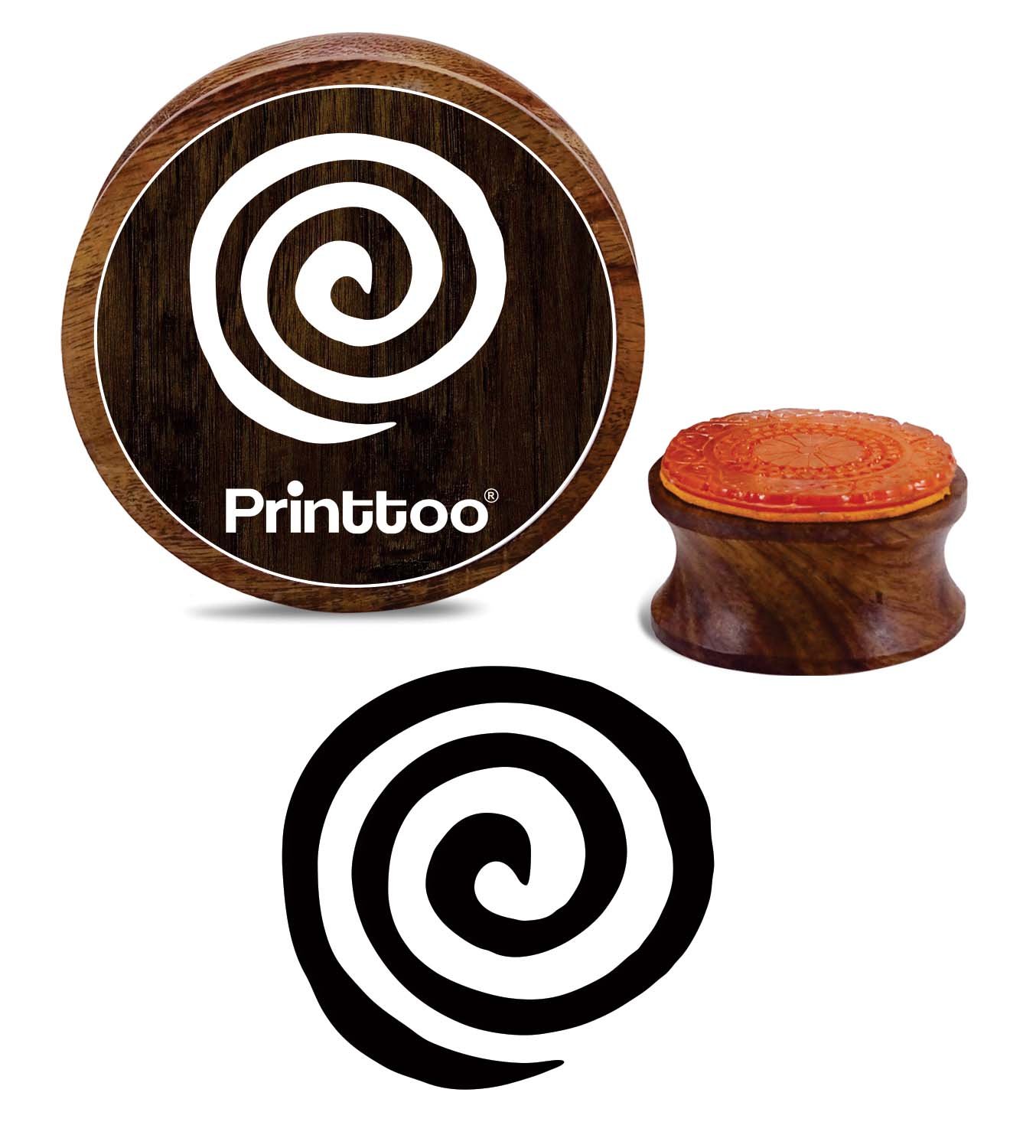 Printtoo Round Spiral Pattern Craft Textile Print Wooden Rubber Stamp Block-4 Inch