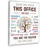 In This Office Wall Decor,Positive Teamwork Quote Wall Art Canvas Framed for Workplace Office Wall Decor 12 x 15 in