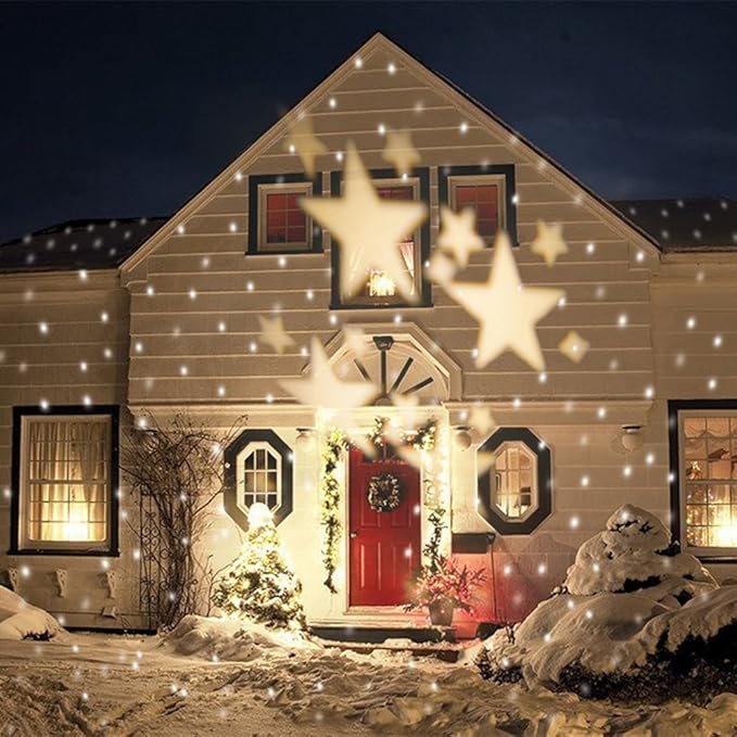 SMITHROAD IP67 LED Projektionslampe Sterne Muster Strahler für Weihnachten Innen und Außen Garten Beleuchtung,Warmweiß