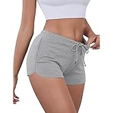 IECCP Sweat Shorts Women Comfy Workout Athletic Dolphin Shorts Low Rise Lounge Pajama Mini Shorts with Drawstring and Pockets