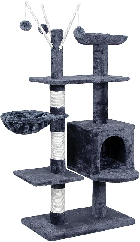 Songmics Arbre A Chat Grande Griffoir Niche 4 Etages 131cm Pct34g Amazon Fr Animalerie