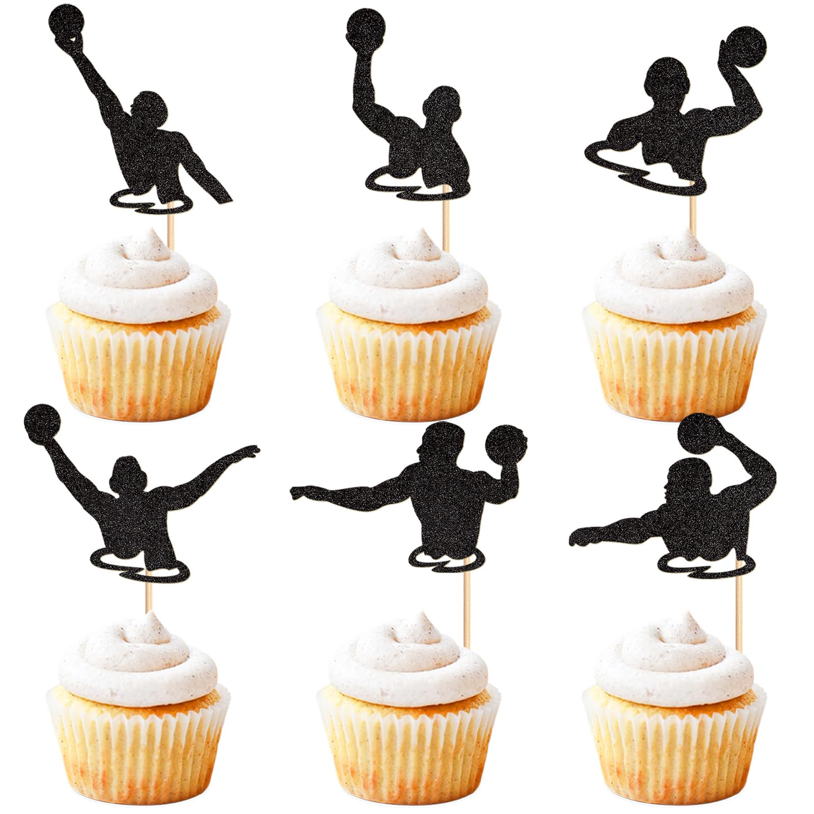 Photo 1 of Keaziu 36 Pack Water Polo Cupcake Toppers Water Sports Players Cupcake Picks Sports Theme Birthday Cake Decorations for Baby Shower Boys Girls Birthday Party Decorations