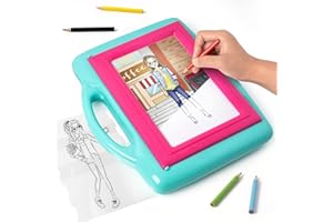Zyerch Light Up Tracing Pad, Fashion Design Activity Kit for Girls, Eye-Soft Technology, 5 Colored Pencils, Gifts for Children Ages 6, 7, 8, 9, 10, (6035) , White