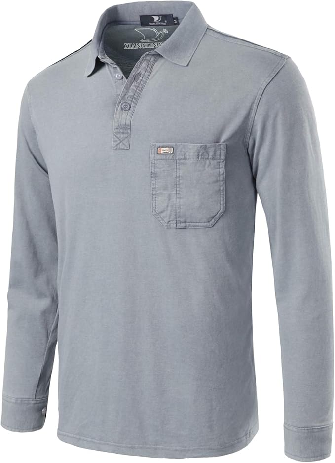 KTWOLEN Heren Basic gewassen katoenen golfshirts Tops Casual Regular