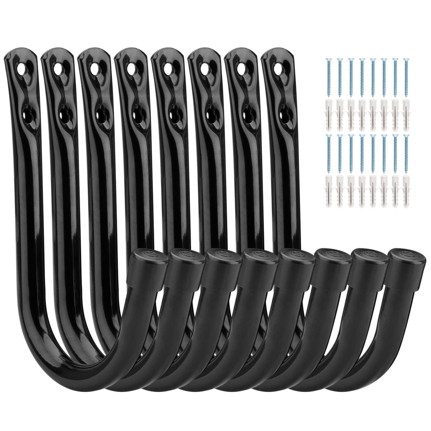 Heavy Duty Garage Storage Hooks, PiPaFox J Utility Garage Wall Hooks for Hanging, 8 Pack Wall Mounted Hanging Hooks