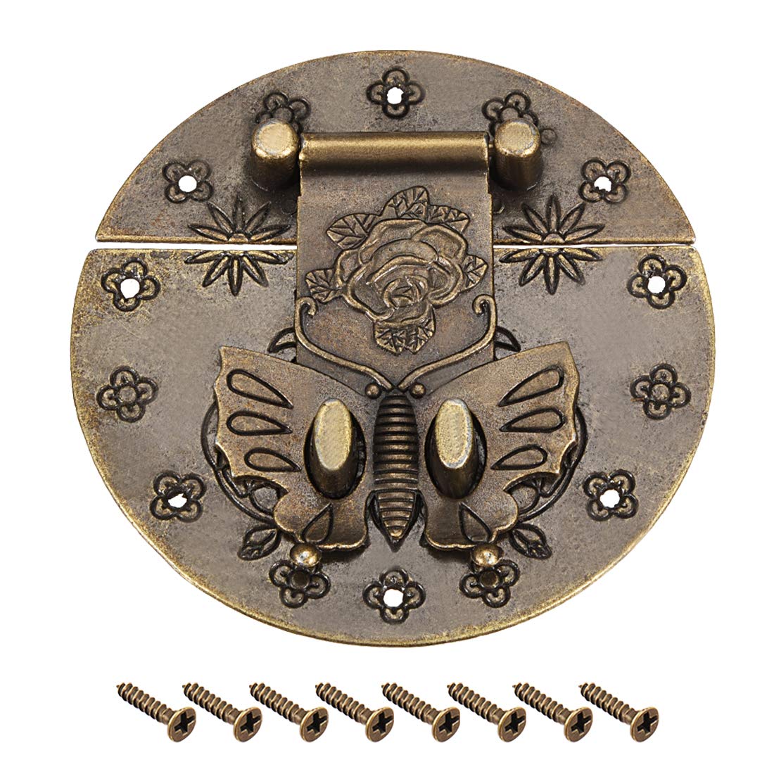 sourcing map Wood Case Chest Box Rectangle Clasp Closure Hasp Latches Bronze Tone 98mm