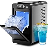 Kismile Ice Makers Countertop,26lbs in 24Hrs, Portable Ice Maker Machine with Self-Cleaning Function,Selectable Ice Size & Internal Lighting Desigh for Home/Kitchen/Bar