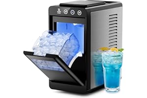 Kismile Ice Makers Countertop,26lbs in 24Hrs, Portable Ice Maker Machine with Self-Cleaning Function,Selectable Ice Size & In