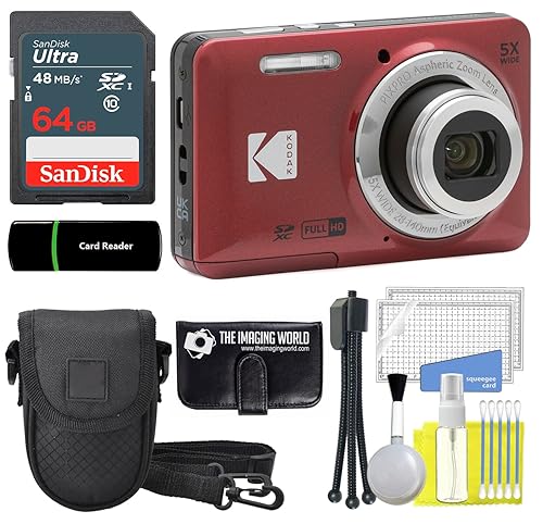 Kodak PIXPRO FZ55 Red 16MP Digital Camera 5X Optical Zoom 28mm