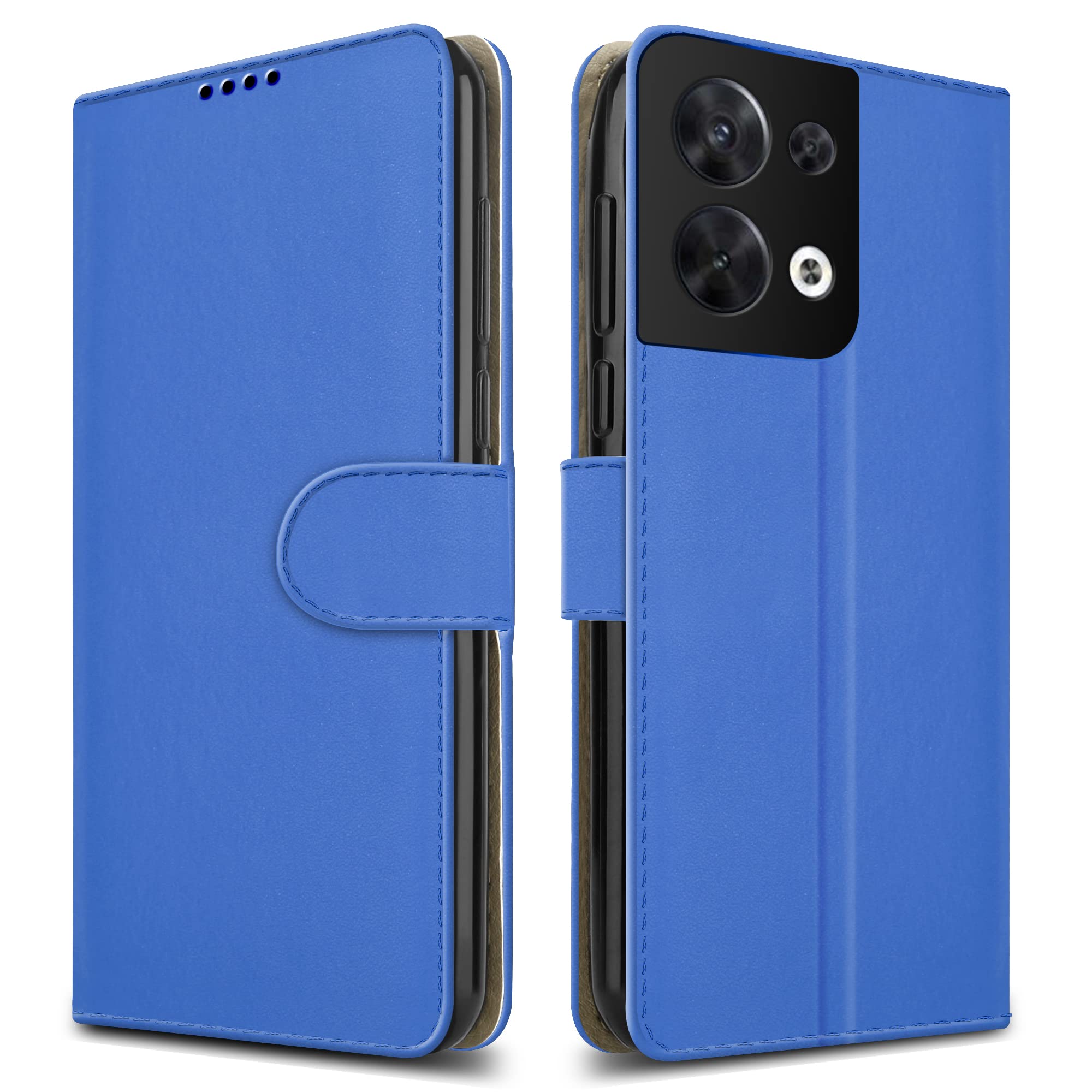 PIXFAB For Oppo Reno 8 5G Leather Phone Case, Magnetic Closure Full Protection Book Folio Design, Wallet Case Cover [Card Slots] and [Kickstand] For Oppo Reno 8 5G - Blue
