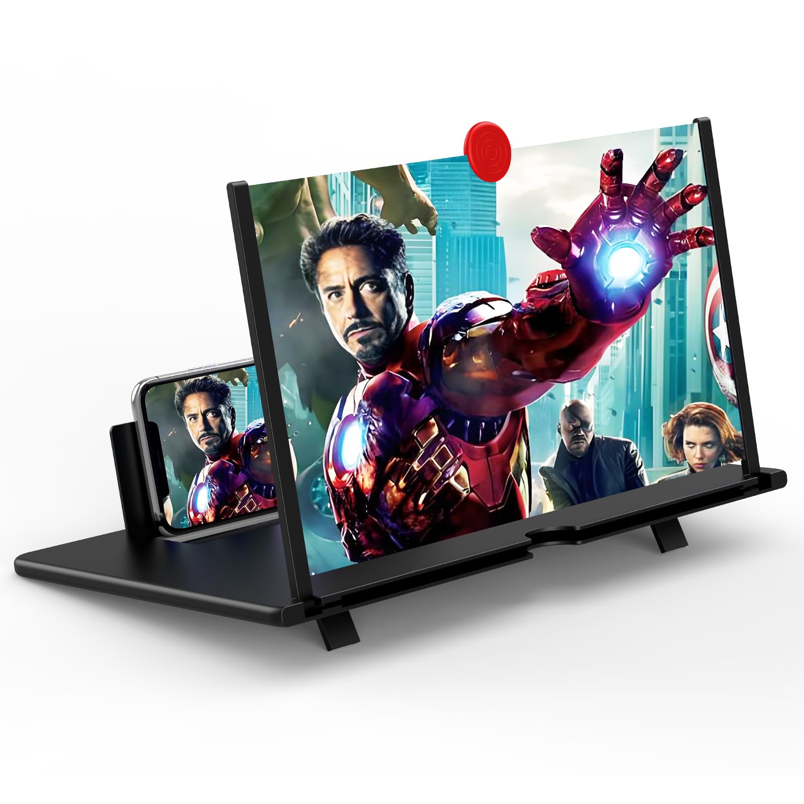 18" Screen Magnifier for Cell Phone,3D Magnifying Projector Screen Enlarger Expander for Movies, Videos, and Gaming, Foldable Phone Stand with Screen Amplifier, Compatible with All Smartphones