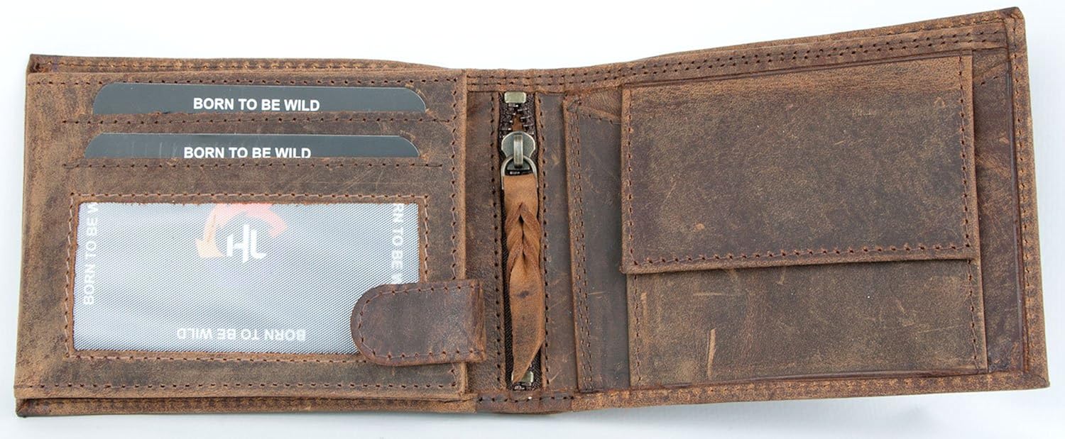 FLW-HL Strong Natural Genuine Leather Wallet Without Any Logos Or Markings, Brown - Image 3