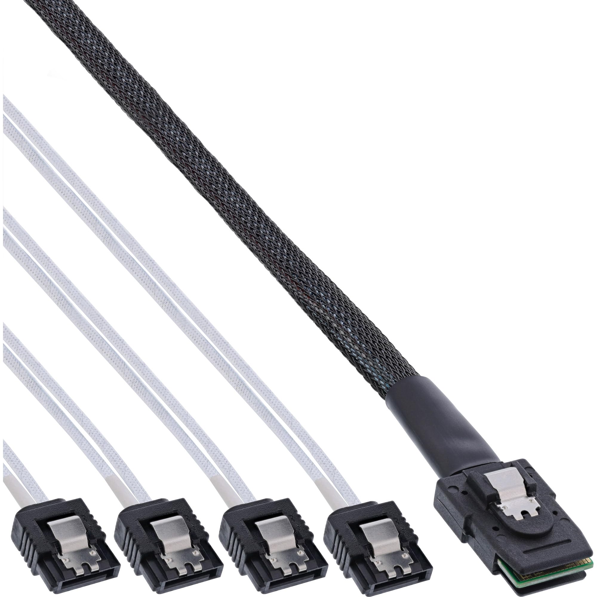 InLine® SAS cable, Mini SAS SFF8087 to 4x SATA, Host to Backplane, 75cm