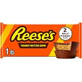 REESE'S Peanut Butter Cup Milk Chocolate Candy, 16 oz | 1 LB Candy, 2 Big Cups, Chocolate Candy, Great for Stocking Stuffers and Gifts, Seasonal Treat