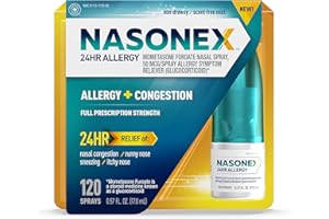 Nasonex 24HR Allergy Nasal Spray, Non-Drowsy, Scent-Free Mist, Allergy Symptoms + Nasal Congestion, Full Prescription Strength, 120 Sprays