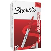 Sharpie Retractable Permanent Markers, Fine Point, Red, 12 Count - Home, School, Office, Teacher Supplies