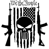 2-Pack We The People American Flag Skull Vinyl Sticker Decal Vinyl - 5 Inches - United States Patriotic Car Decals for Truck SUV Van Window Bumper Wall Laptop Waterbottle and Any Smooth Surface