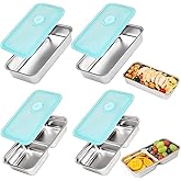 Stainless Steel Snack Containers, 4 Pack Grab and Go Snack Containers Reusable, Single and Double Compartment Food Storage Containers with Lids, Lunch Box Containers for Travel, Camping and Daily Use