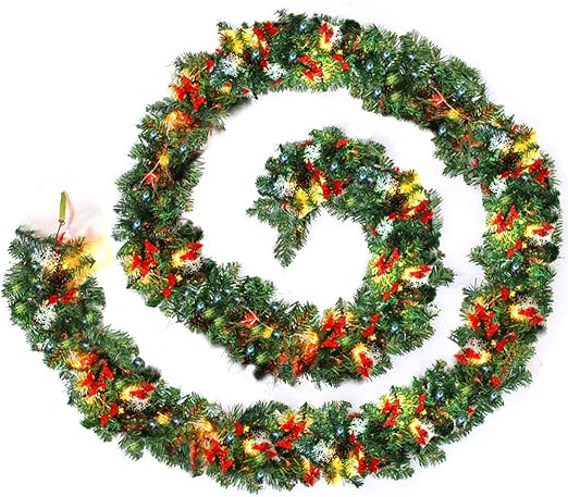 New_Soul - Guirnaldas de Navidad artificial en color verde para