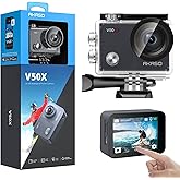 AKASO V50X Native 4K30fps WiFi Action Camera with EIS Touch Screen 4X Zoom 131 feet Waterproof Camera Support External Mic Re