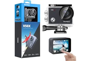 AKASO V50X Native 4K30fps WiFi Action Camera with EIS Touch Screen 4X Zoom 131 feet Waterproof Camera Support External Mic Re