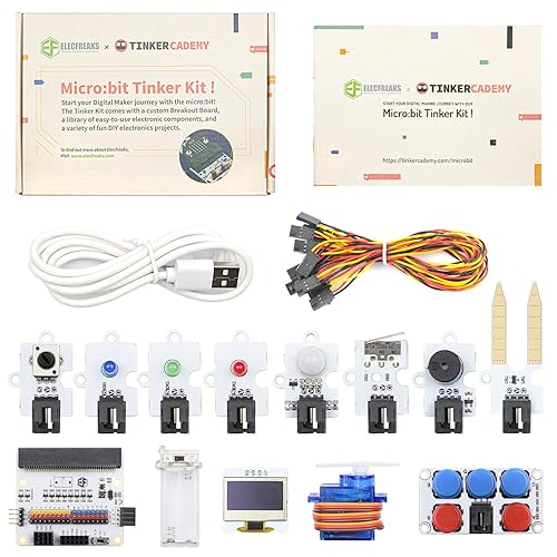 ELECFREAKS microbit Tinker Kit for Kid Micro:bit Sensor Starter Kit with 35  Projects, DIY Programming STEM kit with Basic Coding Electronics Modules