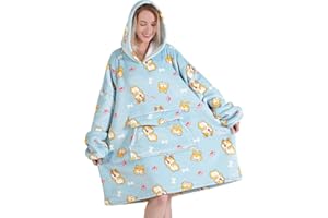 Fiosnow Corgi Blanket Hoodies for Women and Men Adult Oversize Wearable Blanket Hoodies for Soft and Warm