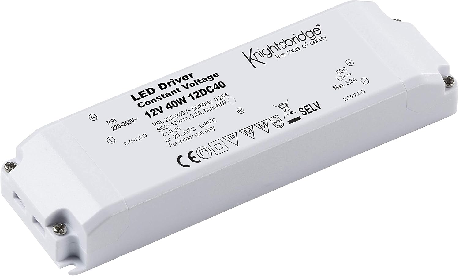 Knightsbridge 12DC40 LED Driver - Constant Voltage led non dimmable 12v 40w