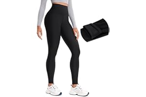 CRZ YOGA Womens Fleece Lined Leggings 28'' - Casual Lounge Workout Yoga Thermal Full Length Pants Winter Warm