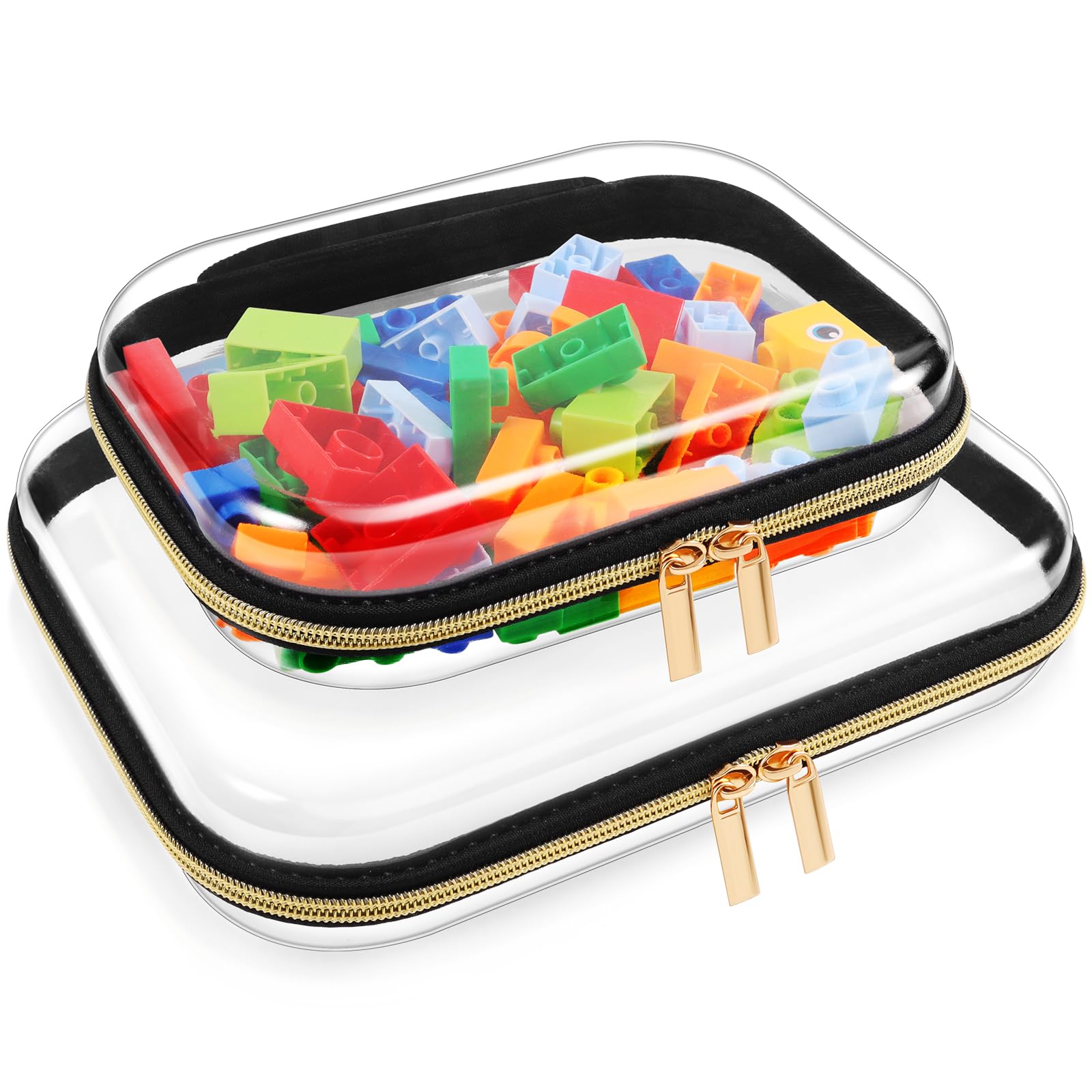 Photo 1 of 2 Size Clear Hard Zipper Cases Transparent Plastic Pouches Durable PVC Makeup Bags Cosmetic Snack Storage Organizer, Travel & Home Essentials