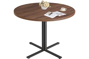 VASAGLE Dining Table, Small Round Kitchen Table for 4 People, 31.5 x 29.4 Inches, for Dining Room, Living Room, Farmhouse, Water-Resistant, Somber Walnut UKDT082K01V1